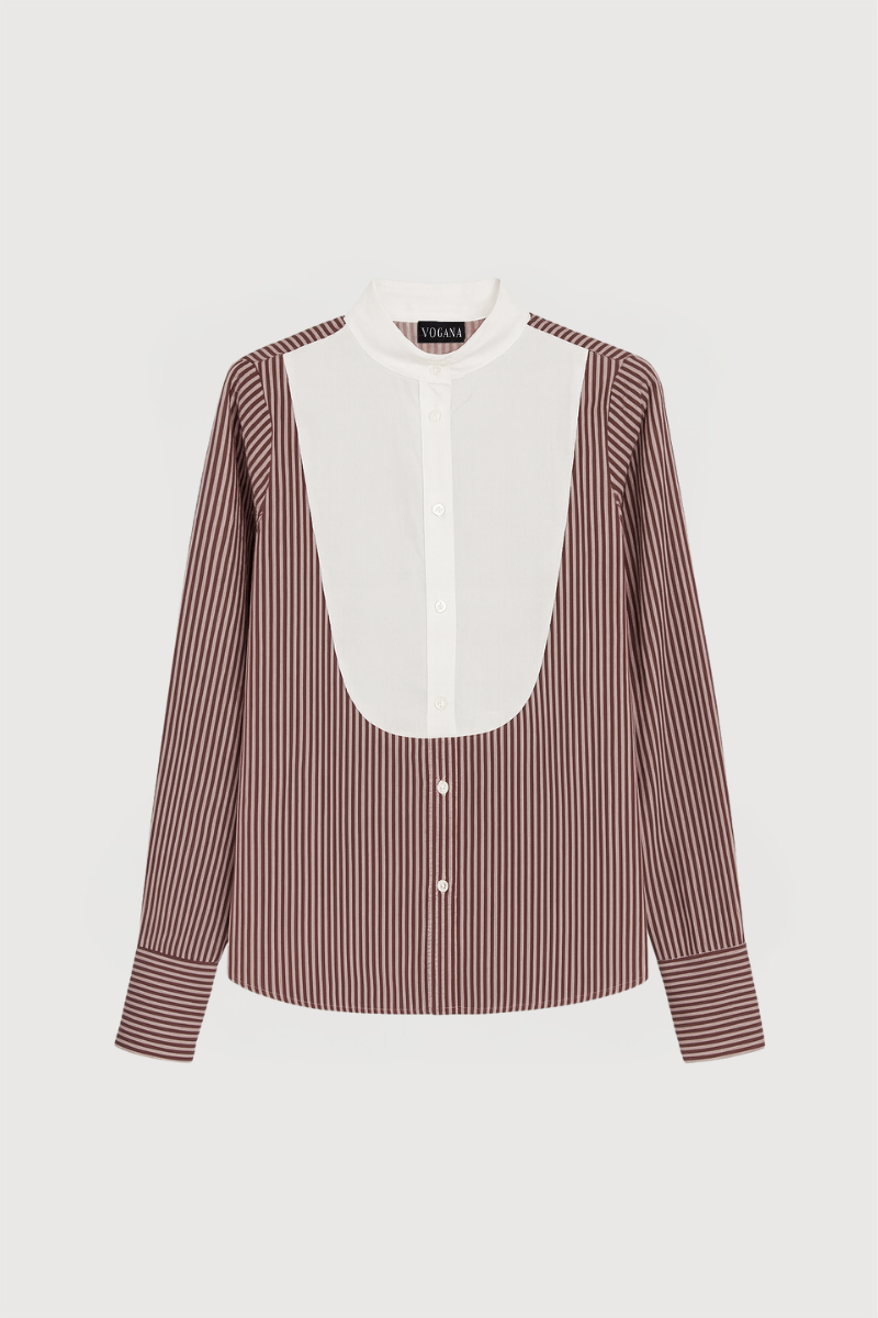 Camisa de rayas burdeos