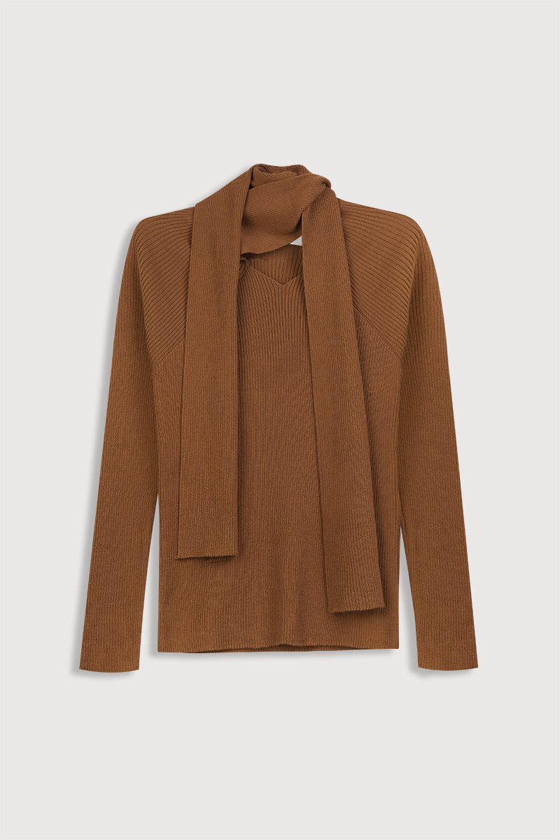 Camisola caramelo com cadarço