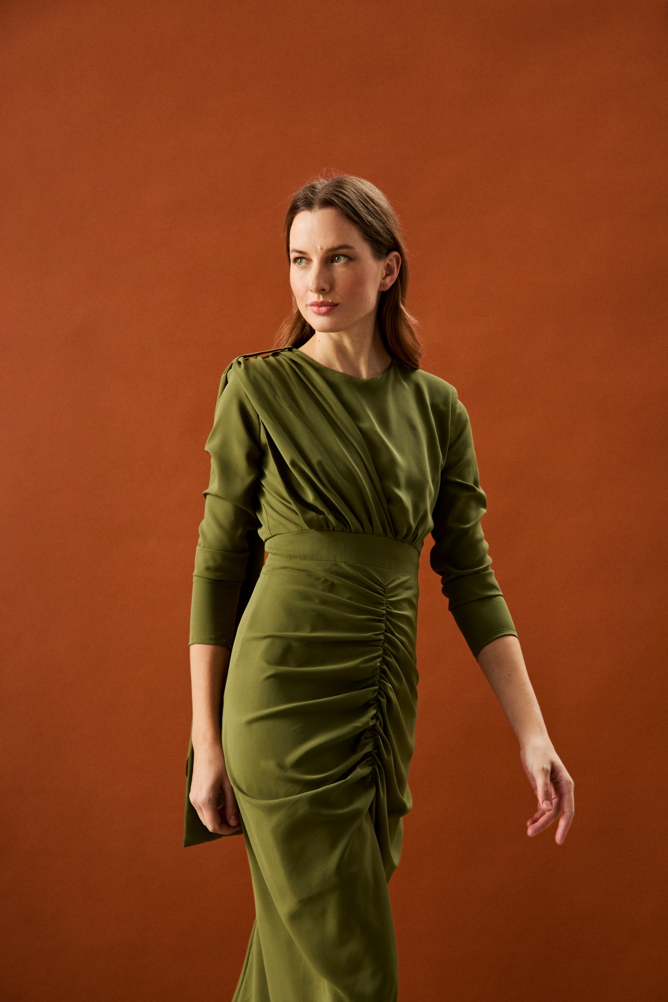 Vestido midi manga larga