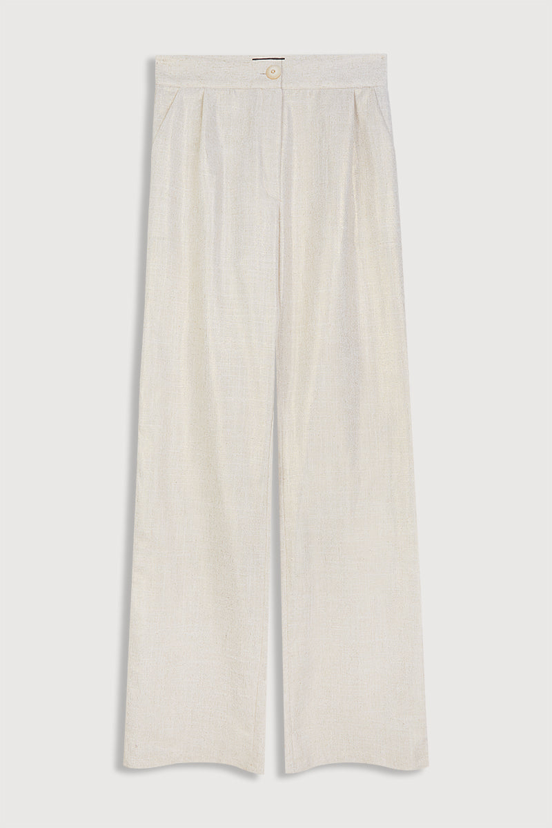 Pantalón de pinzas color crema