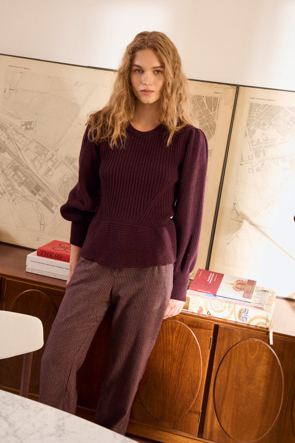 Camisola Peplum Bordéus