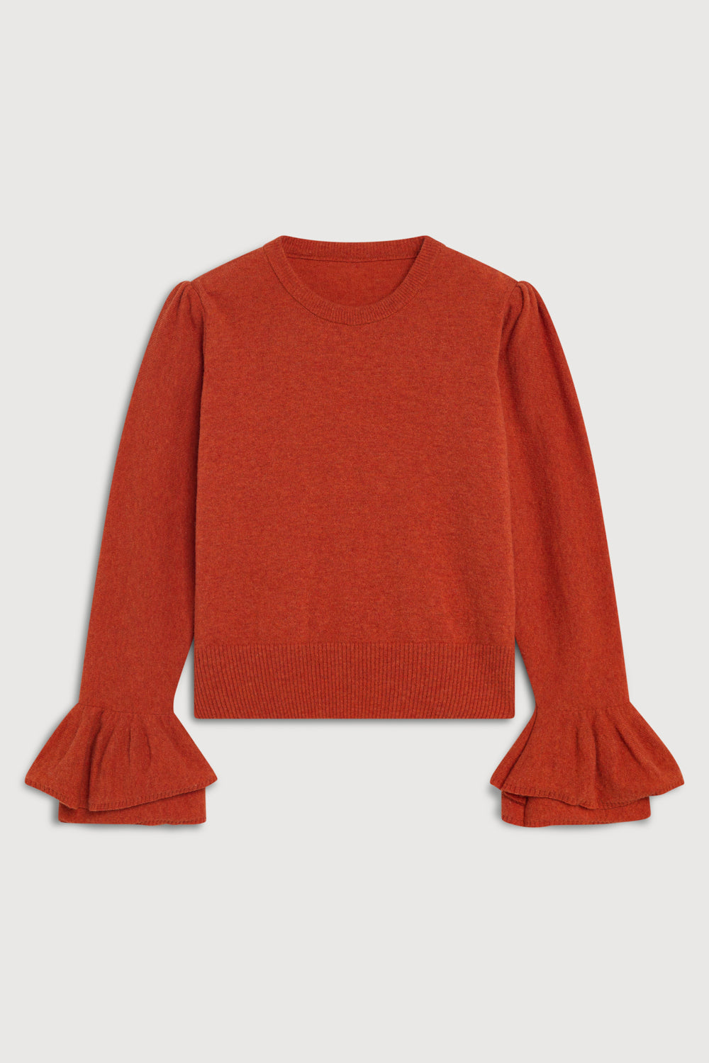 Camisola de decote redondo cor de tijolo