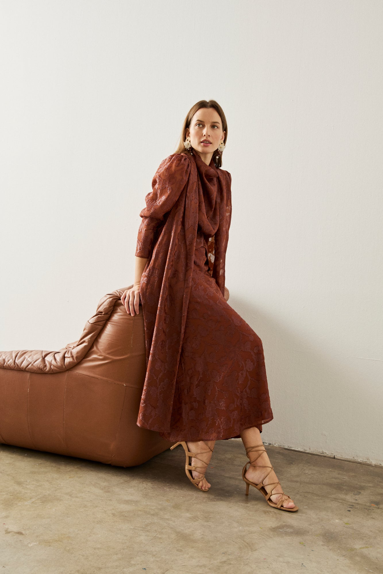 Kaftan midi de manga larga abullonada 