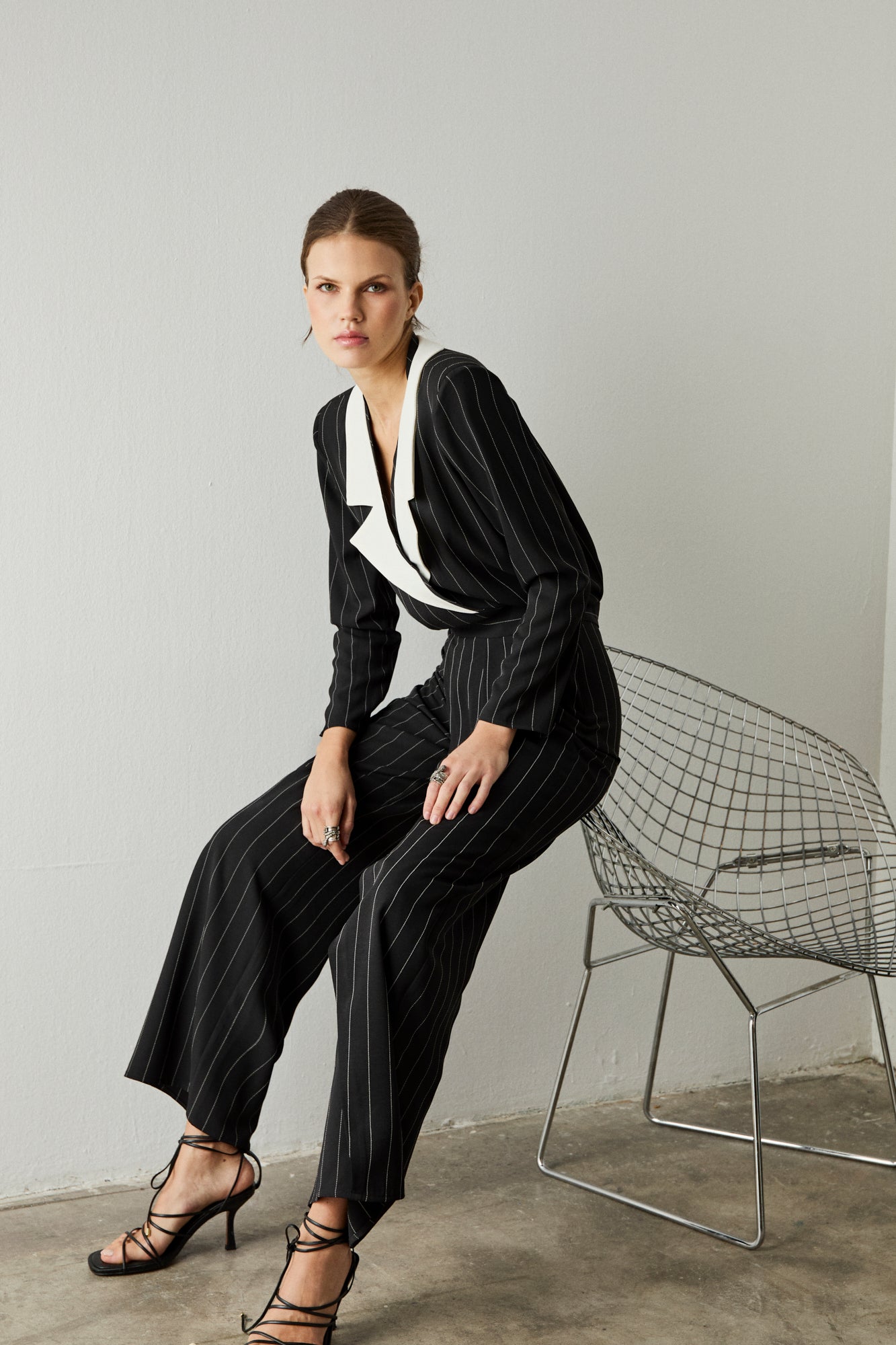 Pantalón talle alto raya diplomática